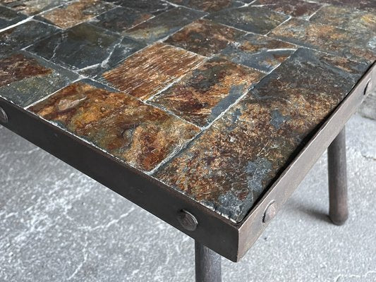 Brutalistic Metal and Lava Stone Coffee Table, 1960s-OTV-1792476