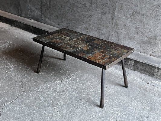 Brutalistic Metal and Lava Stone Coffee Table, 1960s