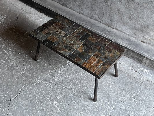 Brutalistic Metal and Lava Stone Coffee Table, 1960s-OTV-1792476