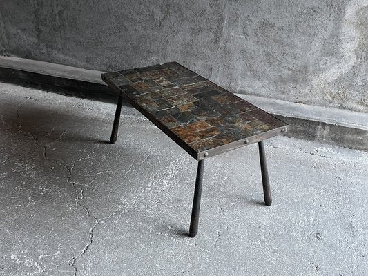 Brutalistic Metal and Lava Stone Coffee Table, 1960s-OTV-1792476