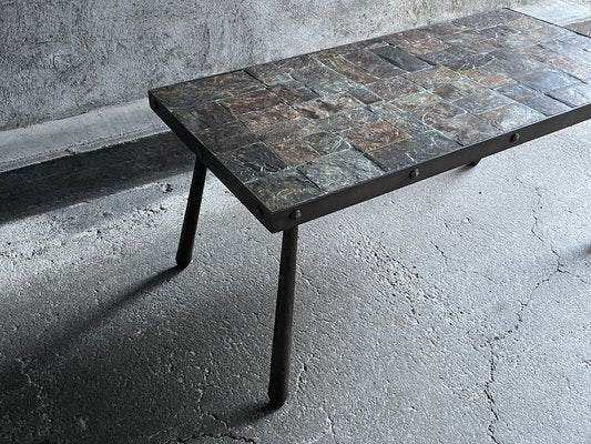 Brutalistic Metal and Lava Stone Coffee Table, 1960s-OTV-1792476