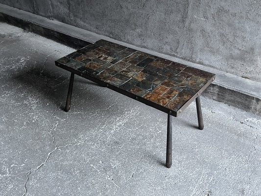 Brutalistic Metal and Lava Stone Coffee Table, 1960s-OTV-1792476