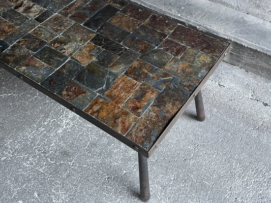 Brutalistic Metal and Lava Stone Coffee Table, 1960s-OTV-1792476