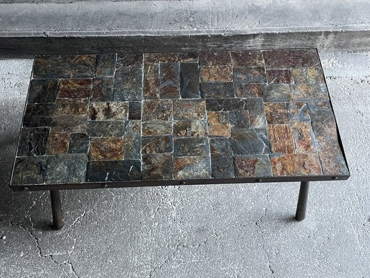 Brutalistic Metal and Lava Stone Coffee Table, 1960s-OTV-1792476