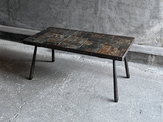 Brutalistic Metal and Lava Stone Coffee Table, 1960s-OTV-1792476