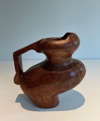 Brutalistic Pitcher in Carved Wood, 1950s-BA-1669062