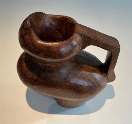 Brutalistic Pitcher in Carved Wood, 1950s-BA-1669062