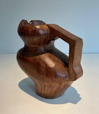 Brutalistic Pitcher in Carved Wood, 1950s-BA-1669062