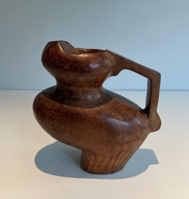 Brutalistic Pitcher in Carved Wood, 1950s-BA-1669062