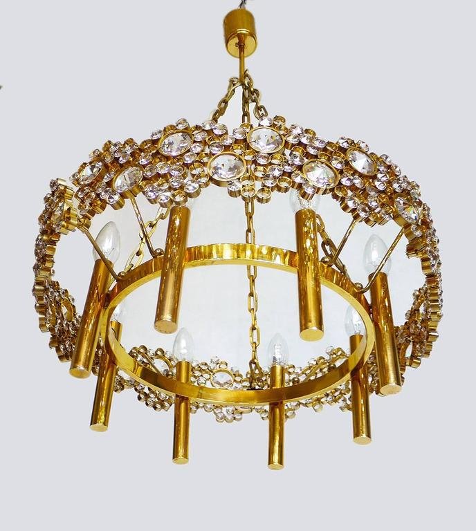 Bubble Chandelier in Swarovski Crystal & 24k Gilded Brass from Palwa, 1970s, Germany