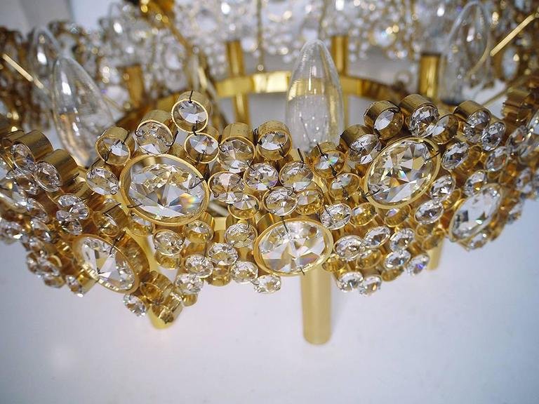 Bubble Chandelier in Swarovski Crystal & 24k Gilded Brass from Palwa, 1970s, Germany