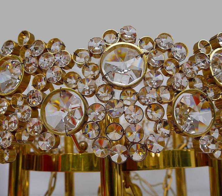 Bubble Chandelier in Swarovski Crystal & 24k Gilded Brass from Palwa, 1970s, Germany