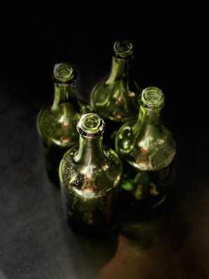 Bubbled Glass Water Bottles, France, 1925, Set of 17-LA-2035845