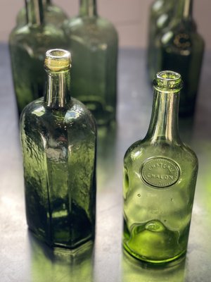 Bubbled Glass Water Bottles, France, 1925, Set of 17-LA-2035845