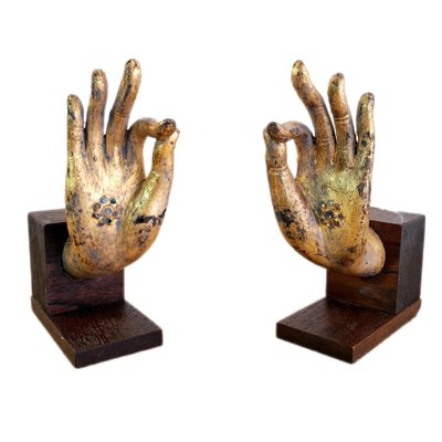 Buddha Hand Fragments Repurposed as Bookends, Thailand, Mid 19th Century, Set of 2-FRB-1805203