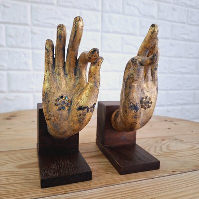 Buddha Hand Fragments Repurposed as Bookends, Thailand, Mid 19th Century, Set of 2-FRB-1805203