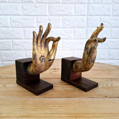 Buddha Hand Fragments Repurposed as Bookends, Thailand, Mid 19th Century, Set of 2-FRB-1805203