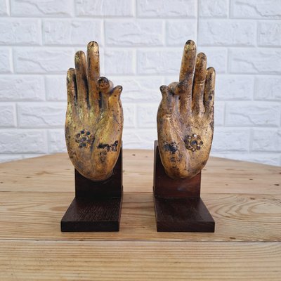 Buddha Hand Fragments Repurposed as Bookends, Thailand, Mid 19th Century, Set of 2-FRB-1805203