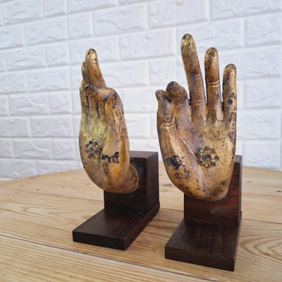 Buddha Hand Fragments Repurposed as Bookends, Thailand, Mid 19th Century, Set of 2-FRB-1805203