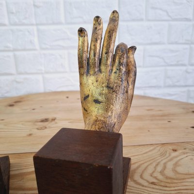 Buddha Hand Fragments Repurposed as Bookends, Thailand, Mid 19th Century, Set of 2-FRB-1805203