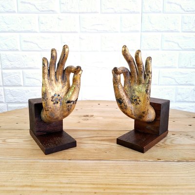 Buddha Hand Fragments Repurposed as Bookends, Thailand, Mid 19th Century, Set of 2-FRB-1805203