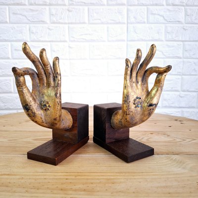 Buddha Hand Fragments Repurposed as Bookends, Thailand, Mid 19th Century, Set of 2-FRB-1805203