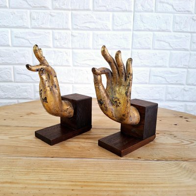 Buddha Hand Fragments Repurposed as Bookends, Thailand, Mid 19th Century, Set of 2-FRB-1805203