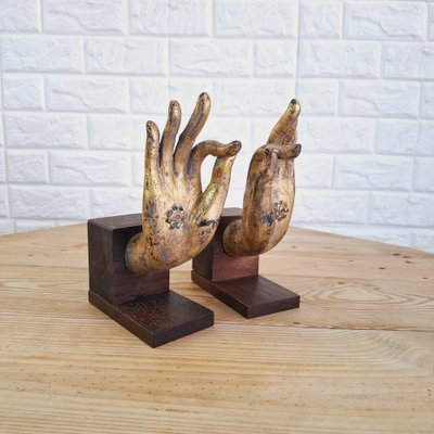 Buddha Hand Fragments Repurposed as Bookends, Thailand, Mid 19th Century, Set of 2-FRB-1805203