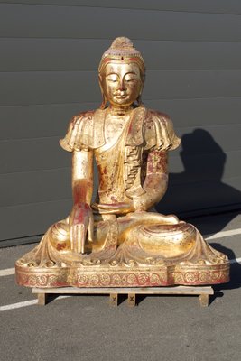 Buddha in Gilded Wood, Asia, 1950s-LA-1755696