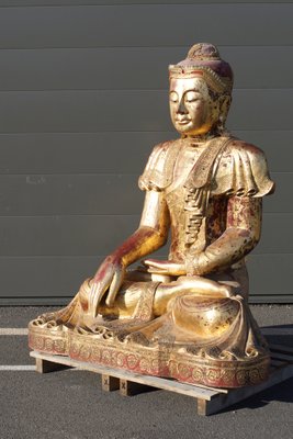 Buddha in Gilded Wood, Asia, 1950s-LA-1755696