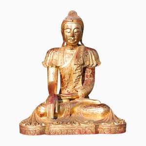 Buddha in Gilded Wood, Asia, 1950s-LA-1755696