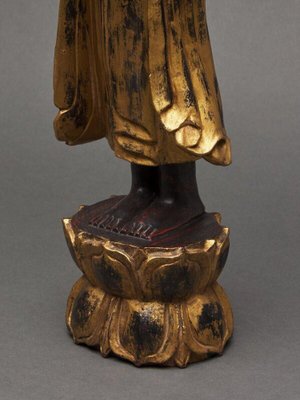 Buddha Subject in Gilded Polychome Carved Wood-QKG-1807545