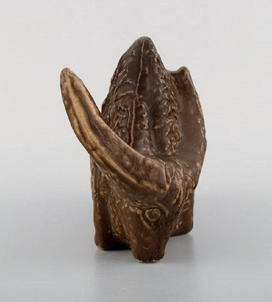 Buffalo in Glazed Stoneware by Lillemor Mannerheim for Gefle, Sweden, 1950s