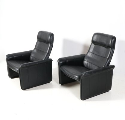 Buffalo Neck Leather DS-50 Lounge Chairs and Ottoman from de Sede, 1970s, Set of 3-MY-1788445