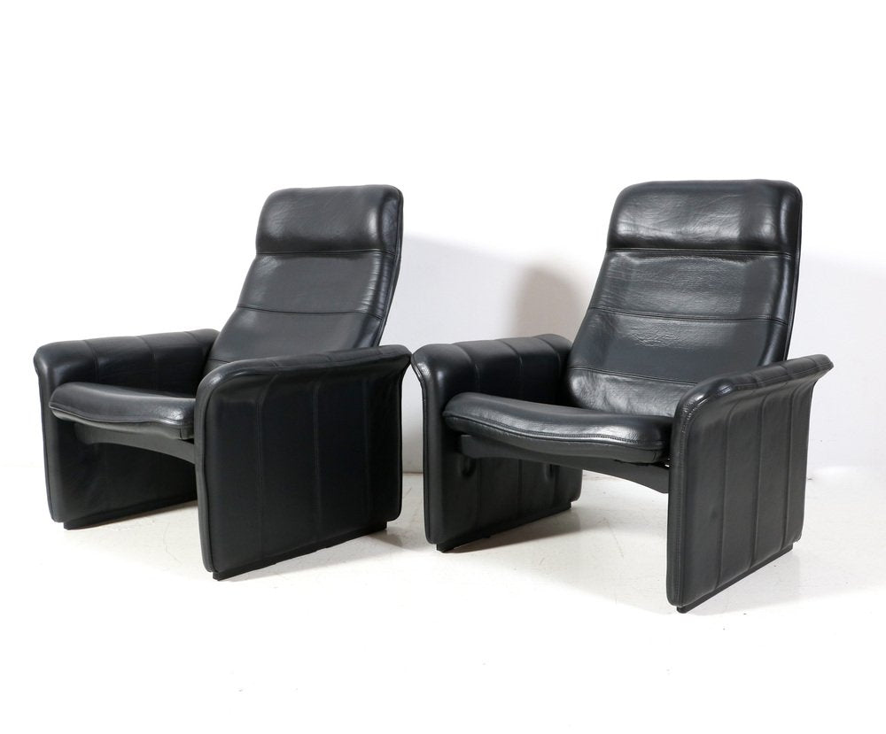 Buffalo Neck Leather DS-50 Lounge Chairs and Ottoman from de Sede, 1970s, Set of 3