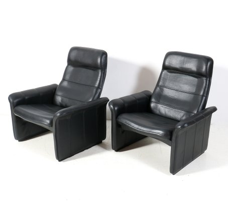 Buffalo Neck Leather DS-50 Lounge Chairs and Ottoman from de Sede, 1970s, Set of 3-MY-1788445