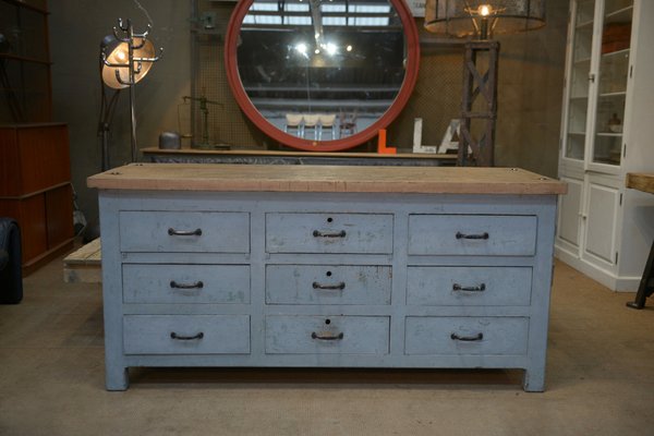 Buffet with 9 Gray Patinated Drawers, 1950s-NEN-2043277