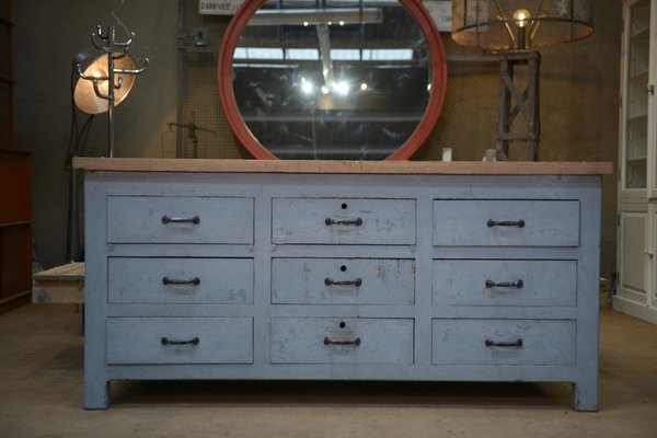 Buffet with 9 Gray Patinated Drawers, 1950s-NEN-2043277