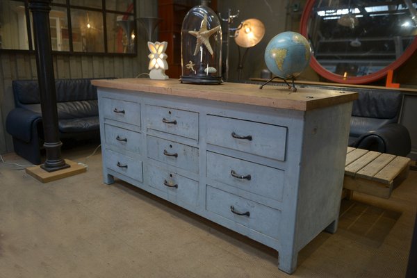 Buffet with 9 Gray Patinated Drawers, 1950s-NEN-2043277