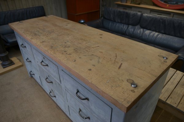 Buffet with 9 Gray Patinated Drawers, 1950s-NEN-2043277