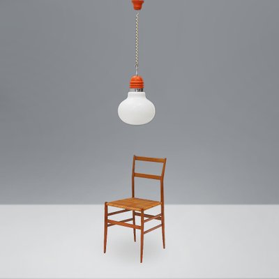 Bulb Shape Hanging Light in White Glass, 1970s-EZ-1771249