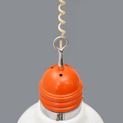 Bulb Shape Hanging Light in White Glass, 1970s-EZ-1771249