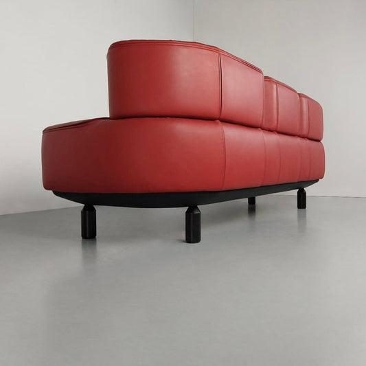 Bull 3-Seater Sofa in Red Leather by Gianfranco Frattini for Cassina, 1987