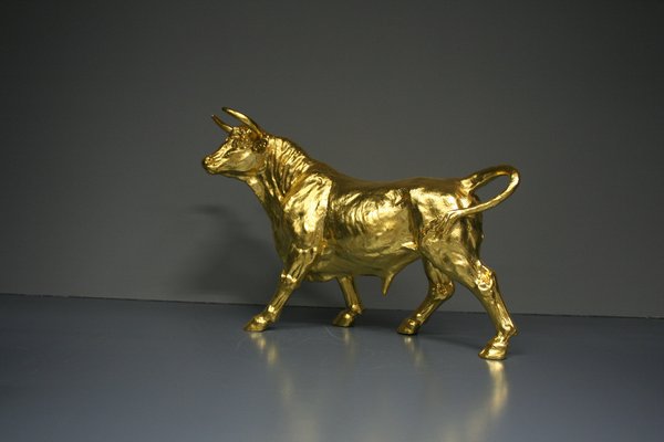 Bull Figure in 24 Karat Gilt, 2000s-QAI-1778500