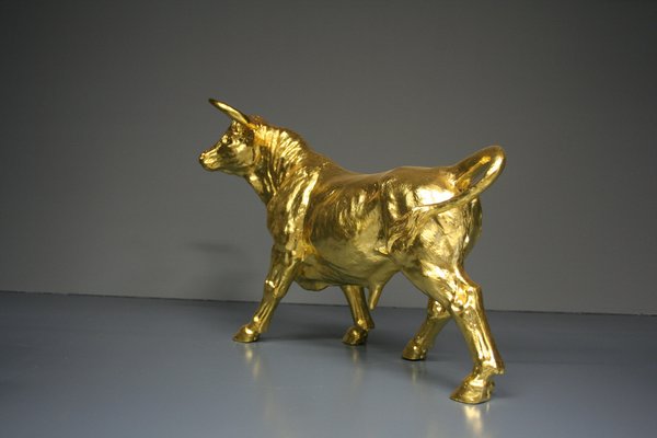 Bull Figure in 24 Karat Gilt, 2000s-QAI-1778500