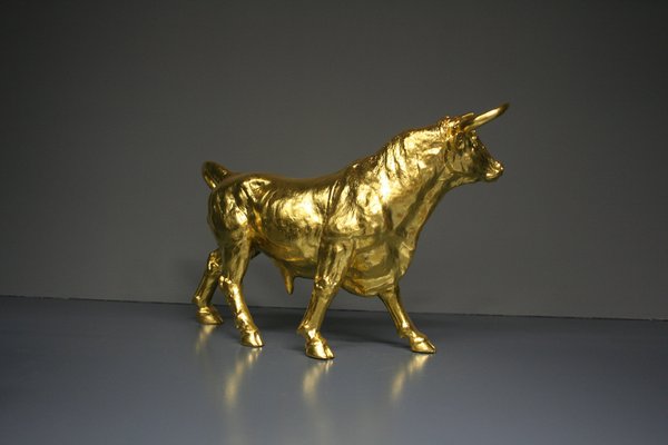 Bull Figure in 24 Karat Gilt, 2000s-QAI-1778500