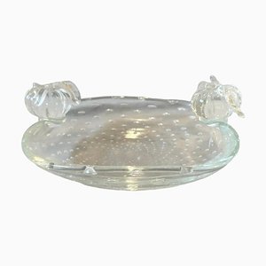 Bullicante Clear Murano Glass Oval Bowl by Ercole Barovier for Barovier & Toso-NMK-1764388