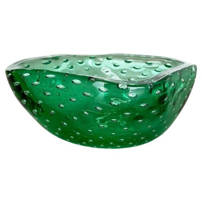 Bullicante Murano Glass Shell Ashtray in Green, Italy, 1970s-QZ-1149905