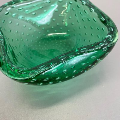 Bullicante Murano Glass Shell Ashtray in Green, Italy, 1970s-QZ-1149905