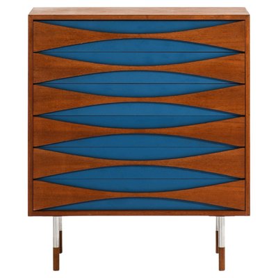 Bureau in Teak, Steel and Blue Lacquered by Arne Vodder, 1950s-SC-2032651